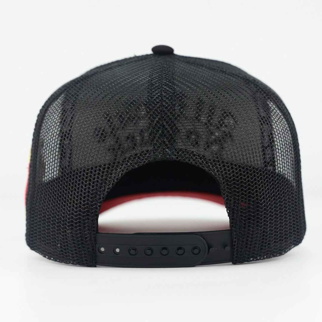 NEW! ALL HUSTLE NO LUCK BLACK SUELA ROJA TRUCKER