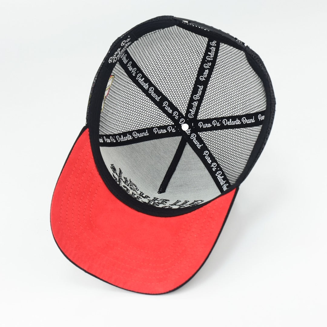 NEW! ALL HUSTLE NO LUCK BLACK SUELA ROJA TRUCKER